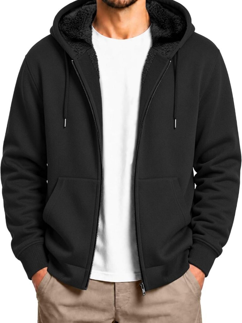 Heavyweight Fleece Zip-Up Hoodie for Men | Thick Warm Sweatshirt Jacket